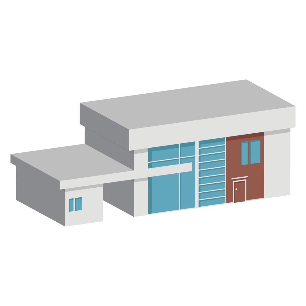 3d moderno Casa o casa. isometrico moderno edificio e architettura. png