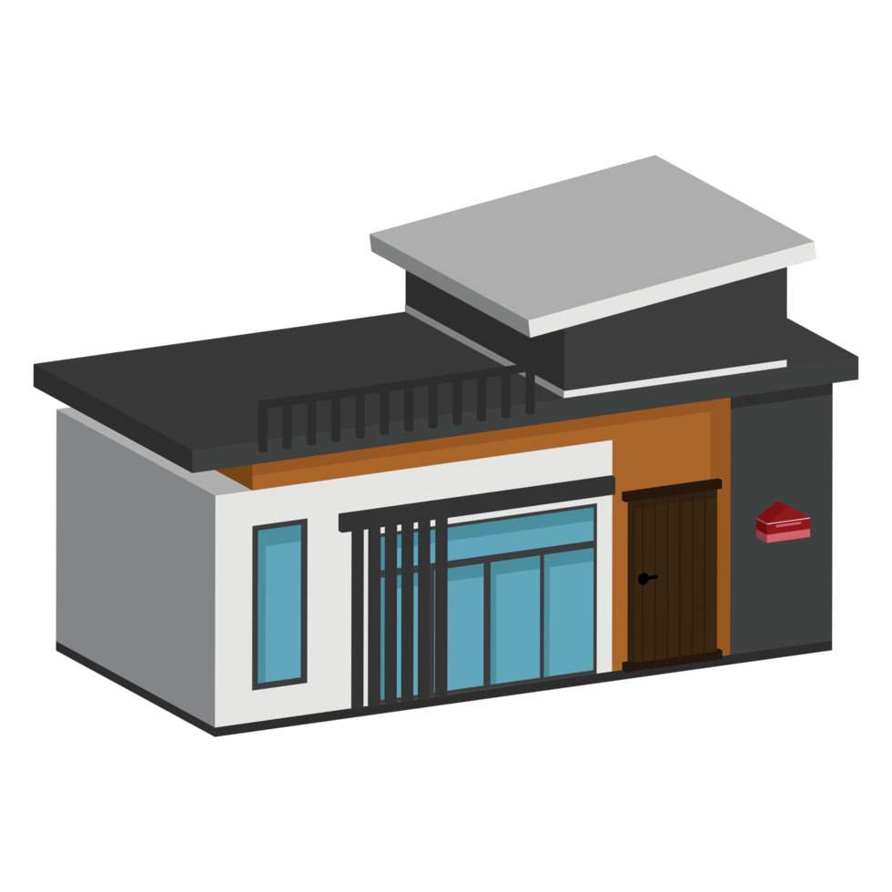 3D modern house or home. Isometric modern building and architecture. png