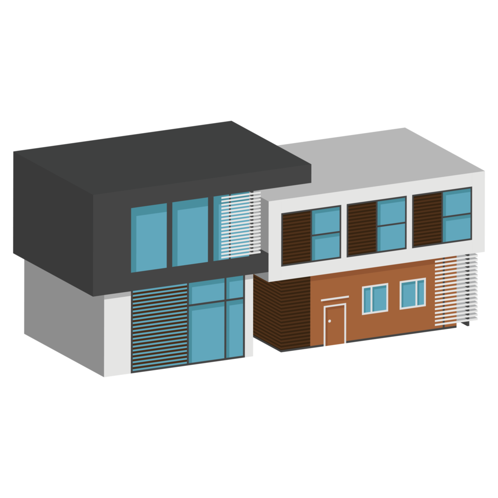 3D modern house or home. Isometric modern building and architecture. png