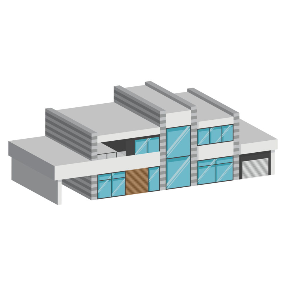 3D modern house or home. Isometric modern building and architecture. png