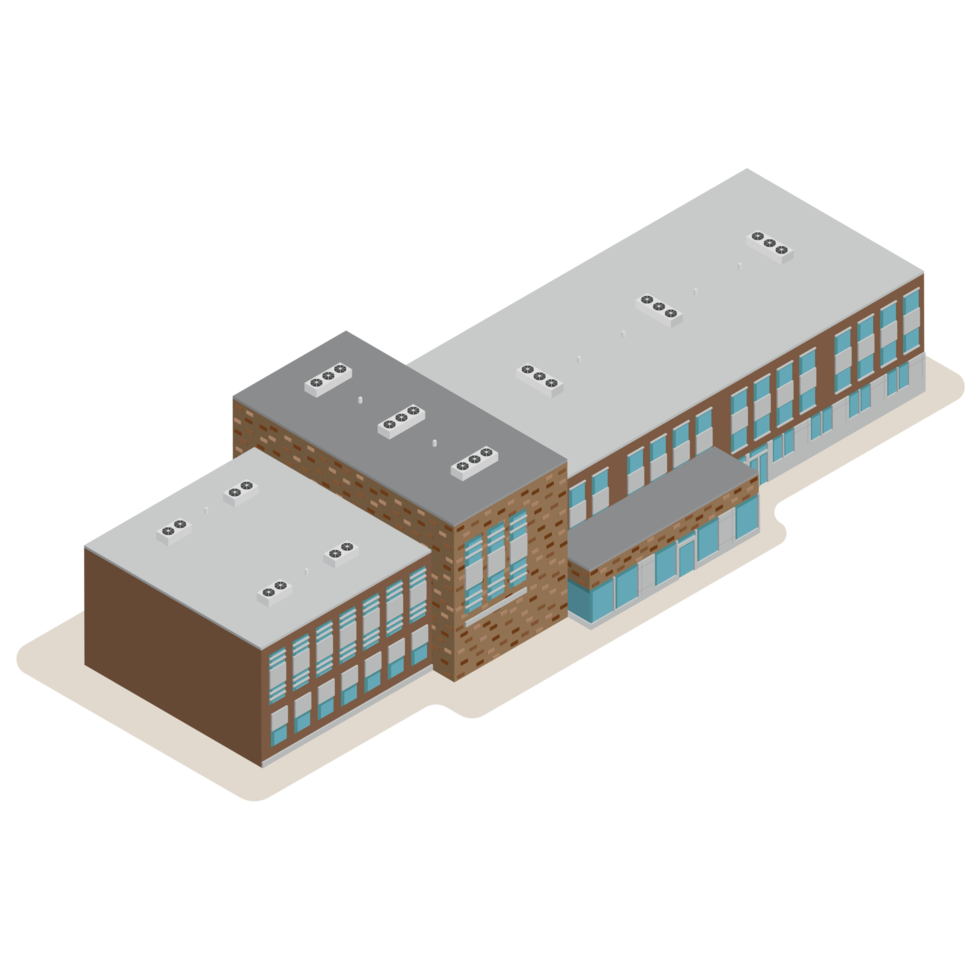 3d modern skola eller universitet. isometrisk modern kontor byggnad och arkitektur. png