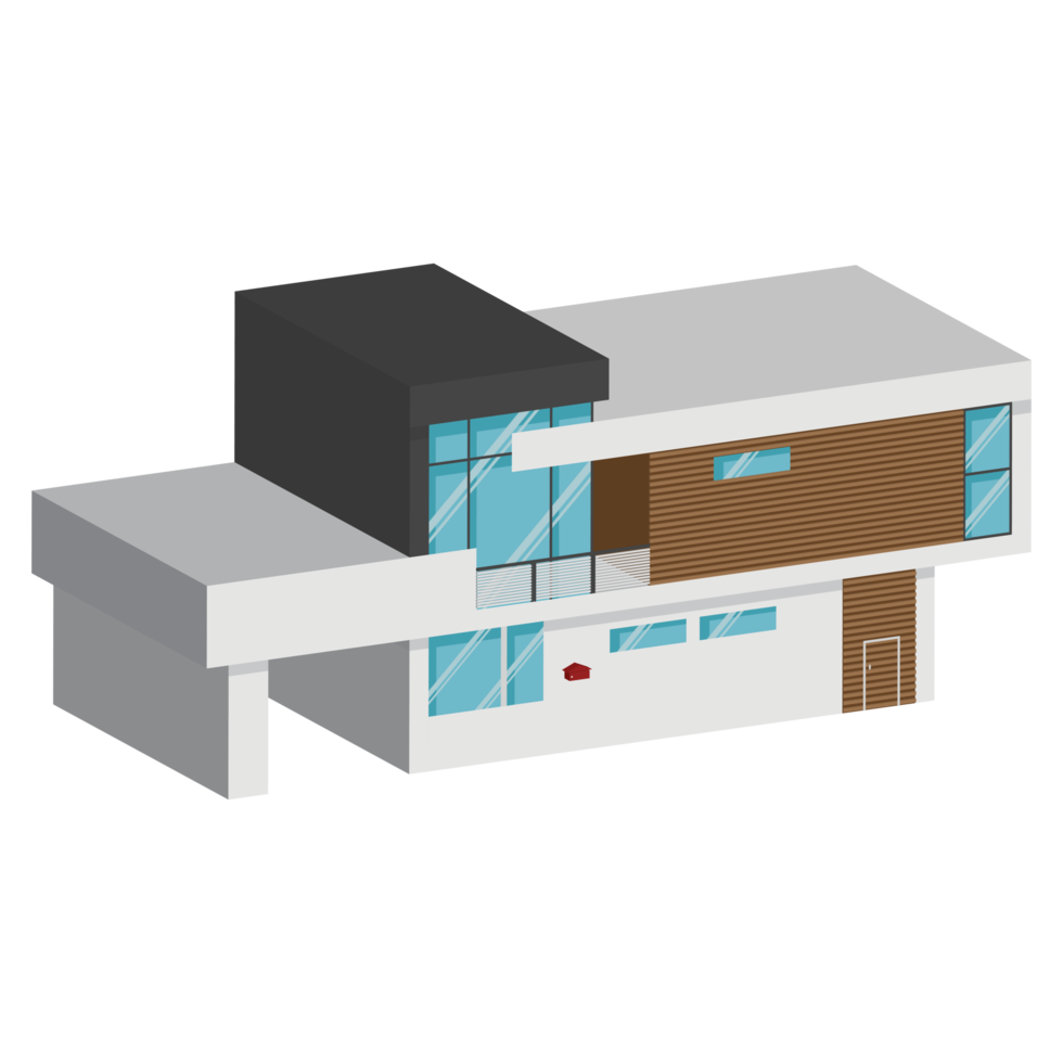 3d moderne maison ou maison. isométrique moderne bâtiment et architecture. png