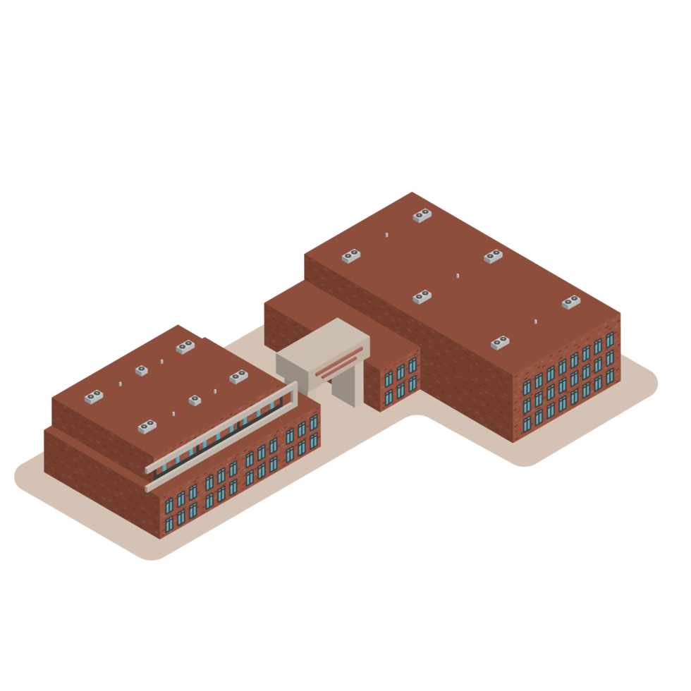 3D modern school or university. Isometric modern office building and architecture. png