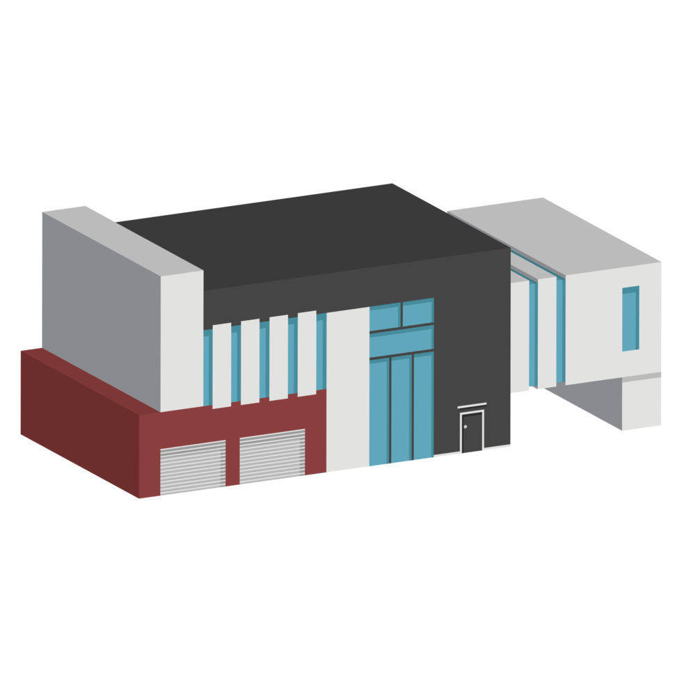 3D modern house or home. Isometric modern building and architecture. png