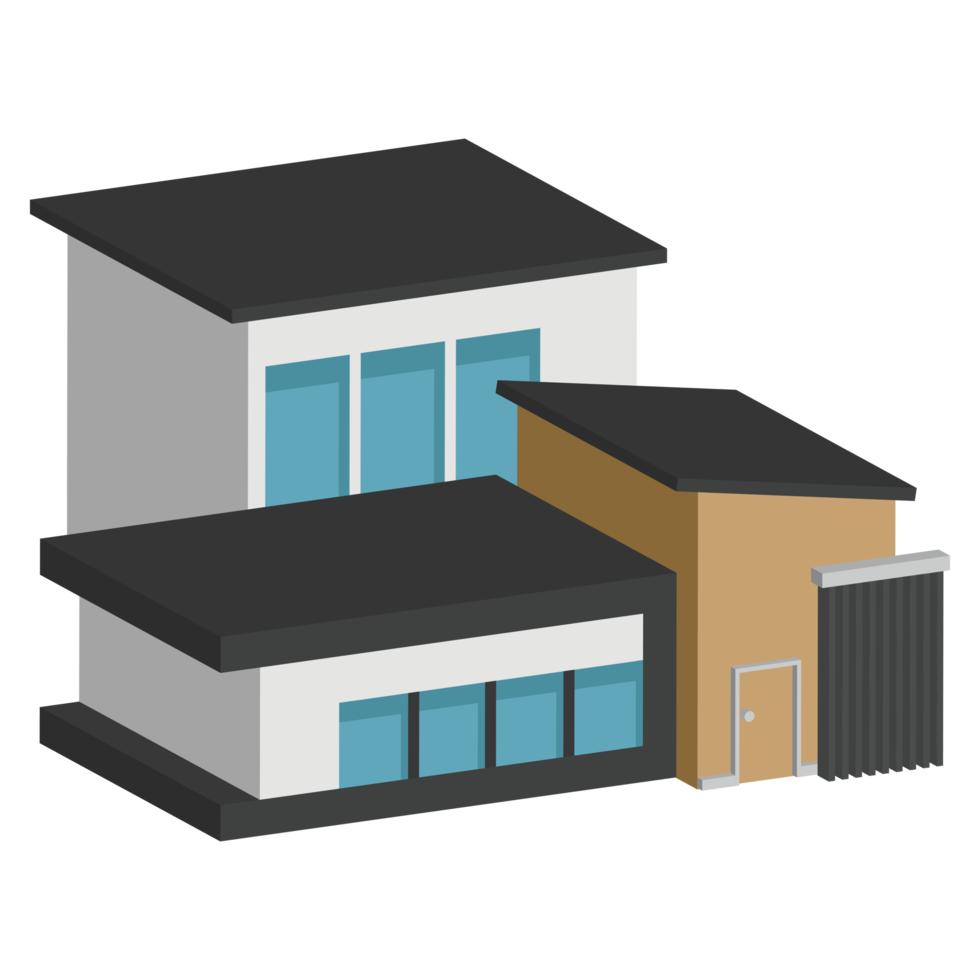 3D modern house or home. Isometric modern building and architecture. png