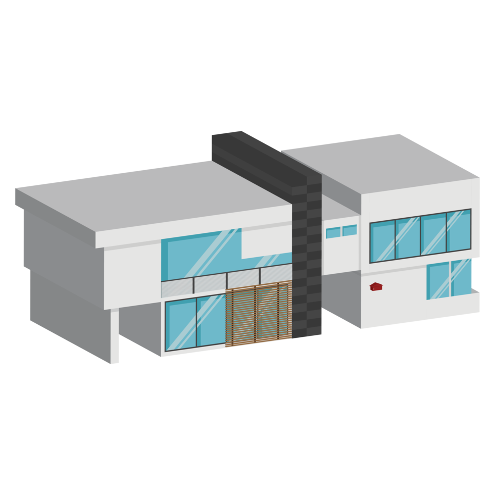 3D modern house or home. Isometric modern building and architecture. png