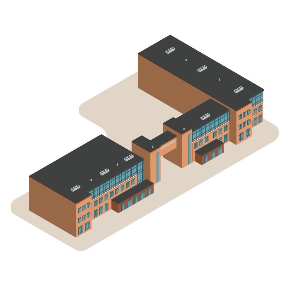 3D modern school or university. Isometric modern office building and architecture. png