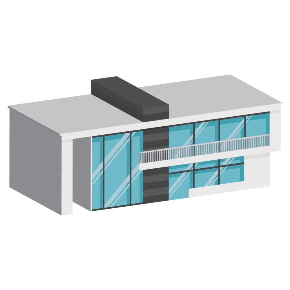 3D modern house or home. Isometric modern building and architecture. png