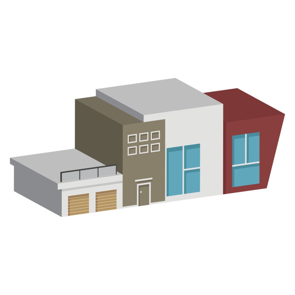 3D modern house or home. Isometric modern building and architecture. png