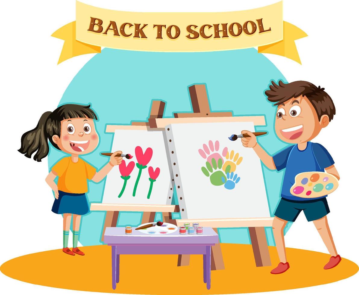 Back to school with kids cartoon character vector