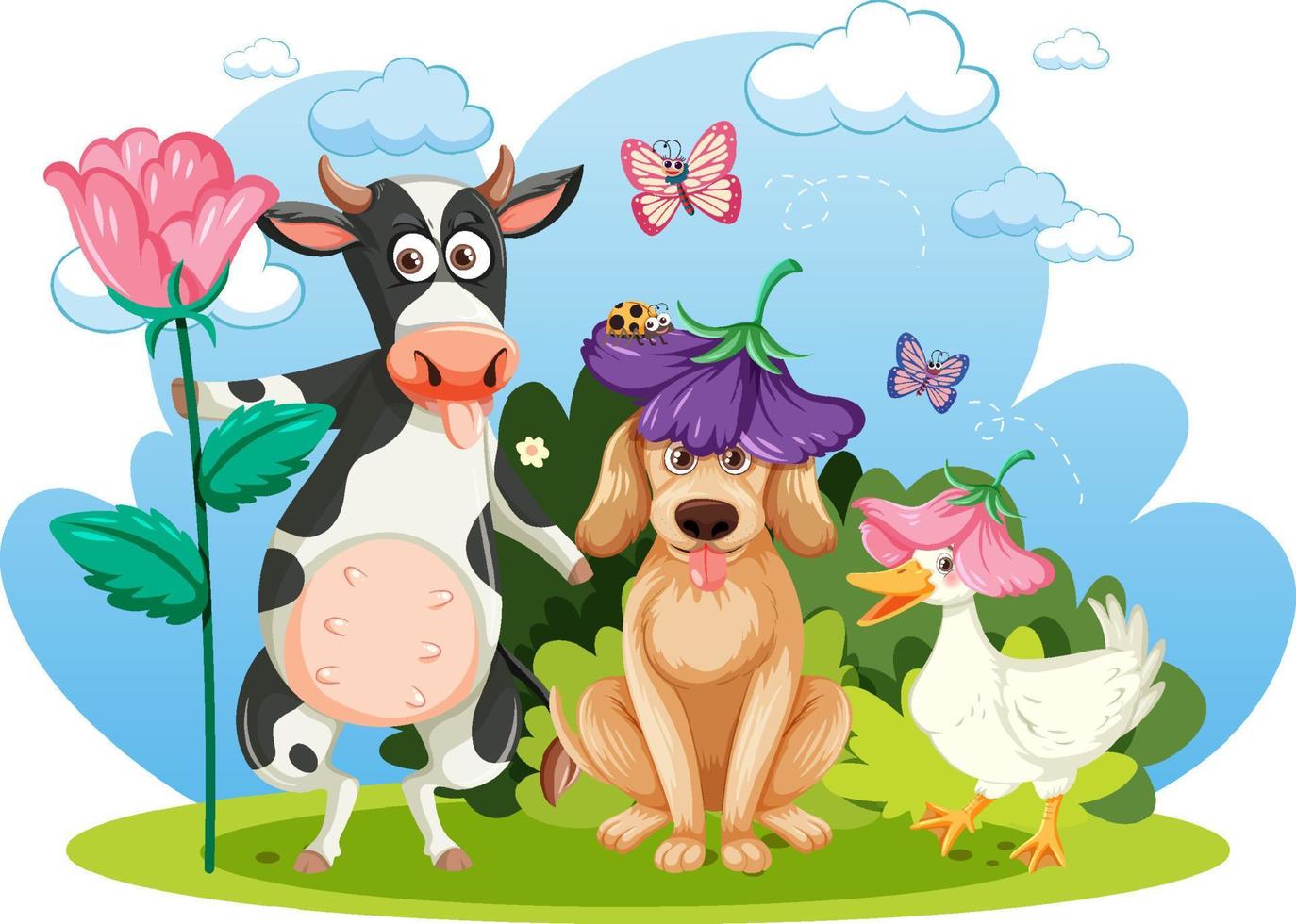 Friendly animal in nature scene vector