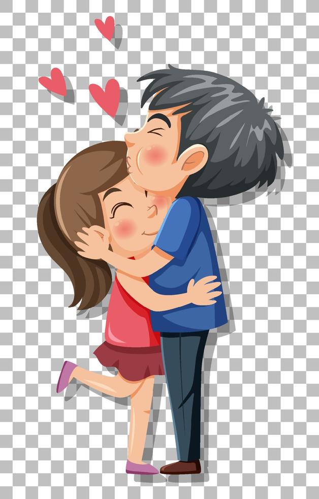 Cute couple cartoon character on grid background vector