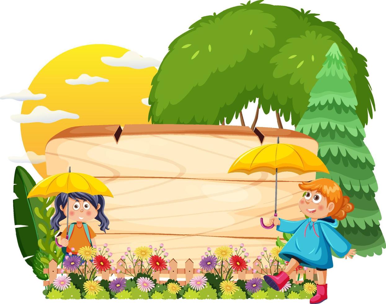 Empty board template with cartoon character vector