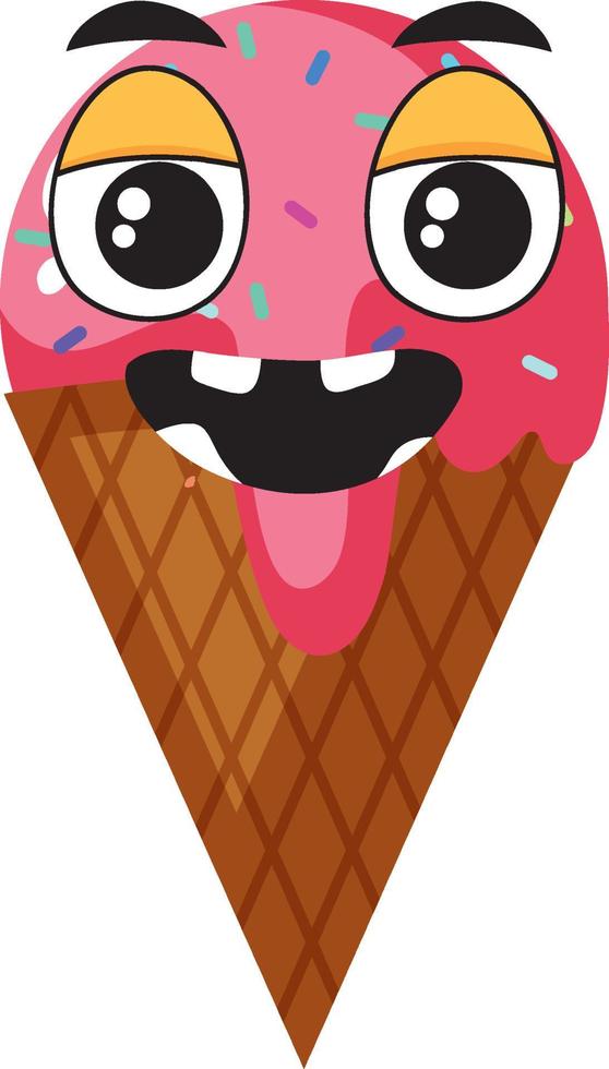 cono de helado con expresión facial vector