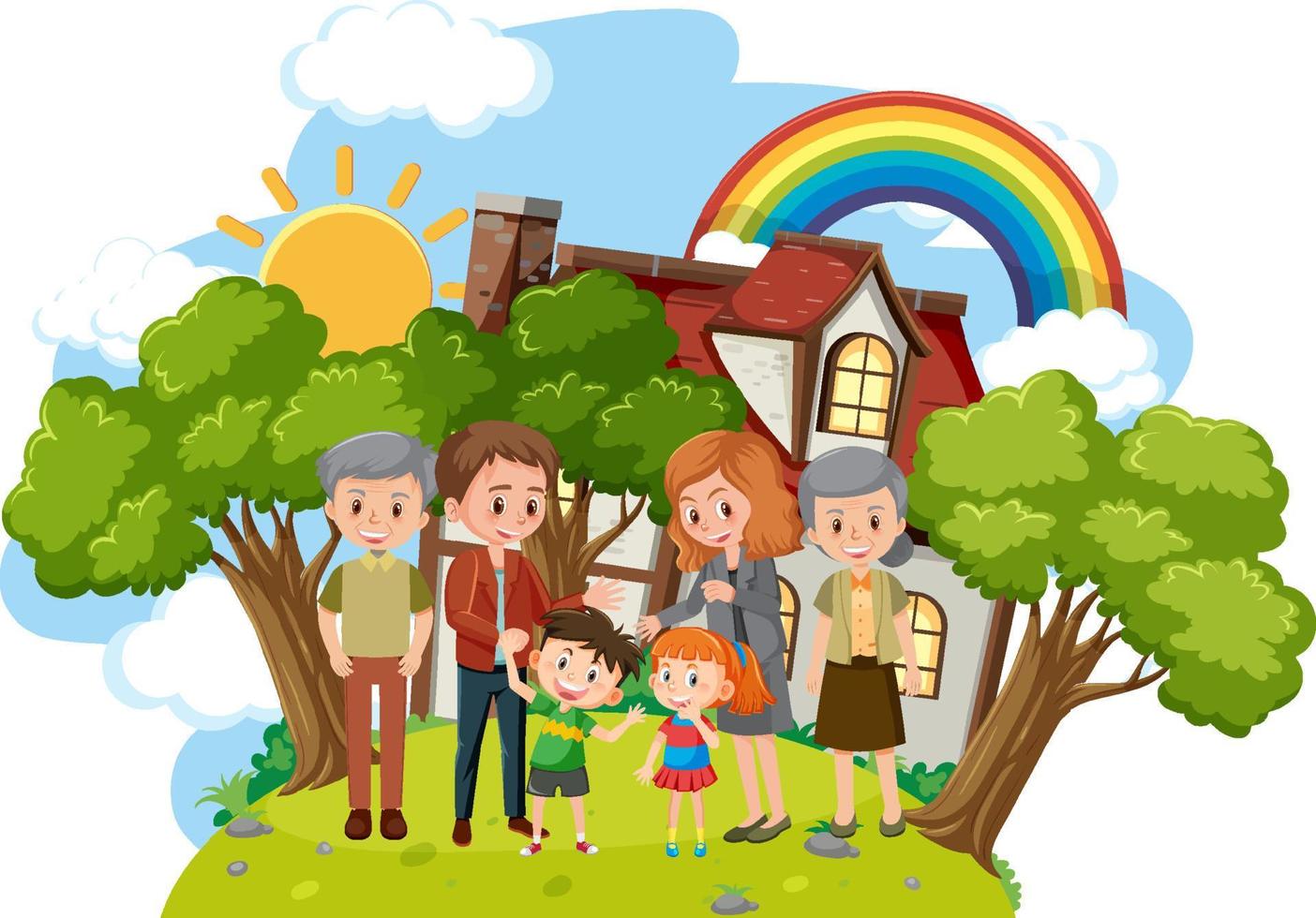 Happy family infront of the house on white background vector