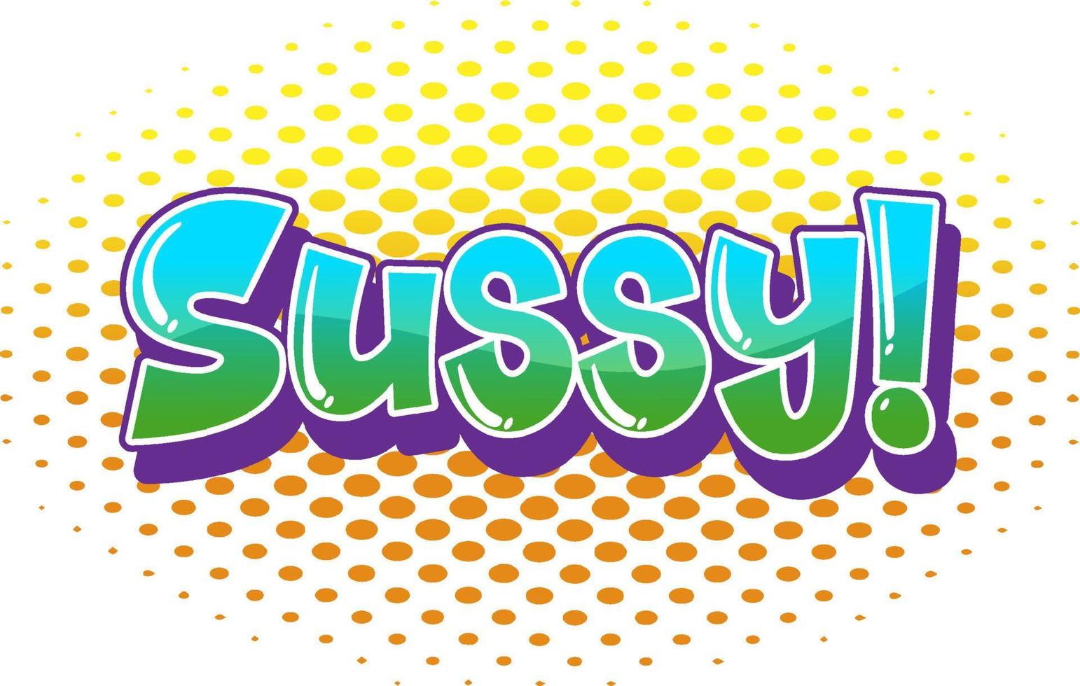 sussy texto palabra banner estilo cómico vector