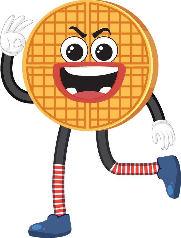 Circle Waffle Cartoon Character vector