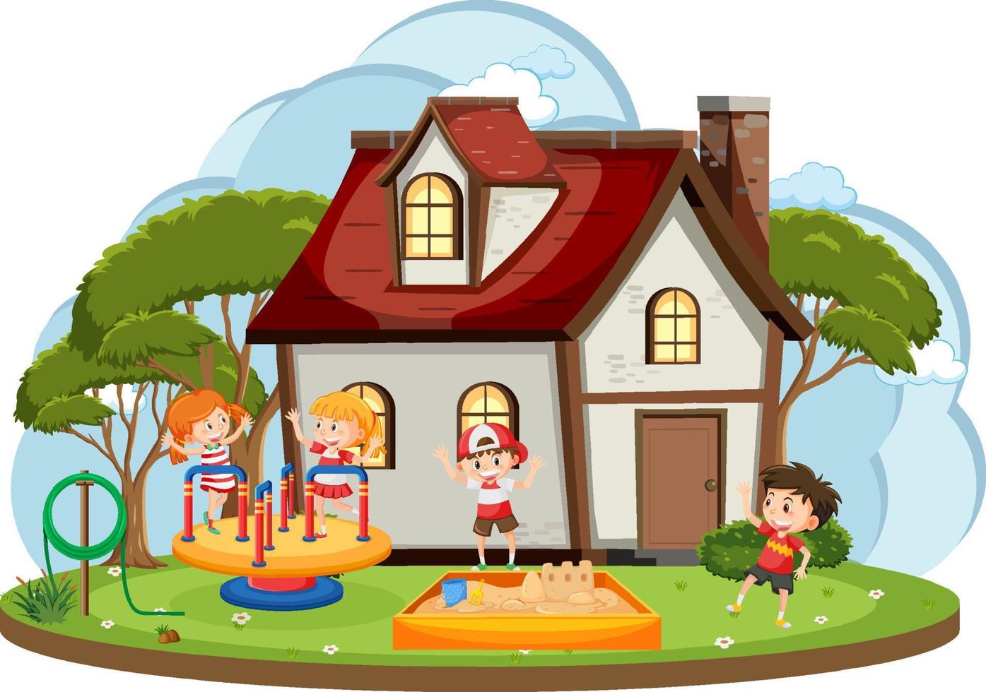 Children outdoor scene isolated vector