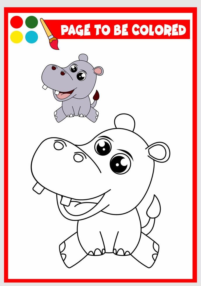 coloring book for kids. hippopotamus vector