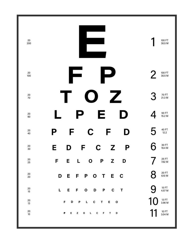 Vision test chart board symbol illustration vector