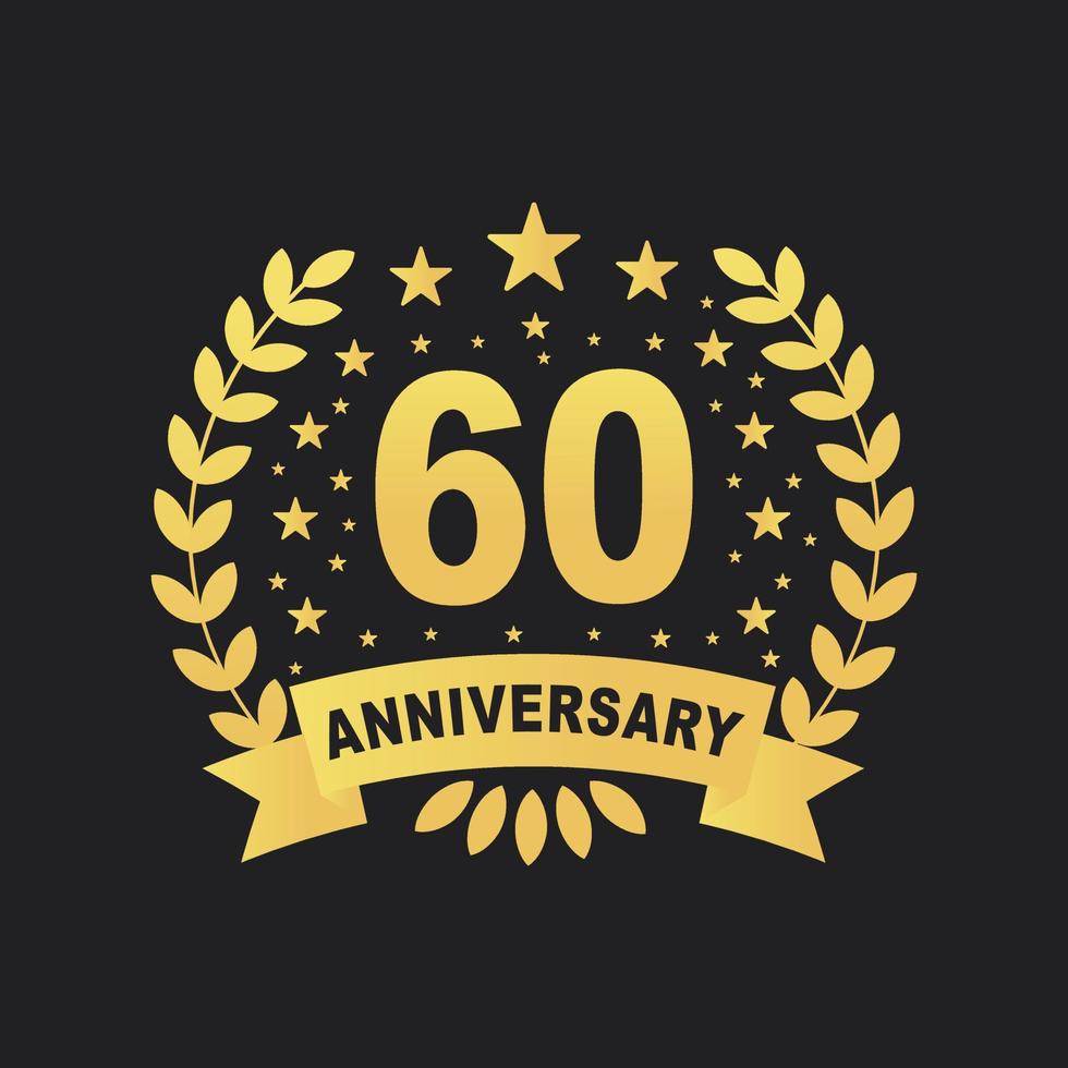 60 Anniversary celebration design, luxurious golden color 60 years Anniversary design. vector