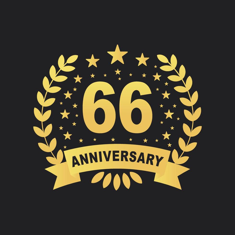 66 Anniversary celebration design, luxurious golden color 66 years Anniversary design. vector