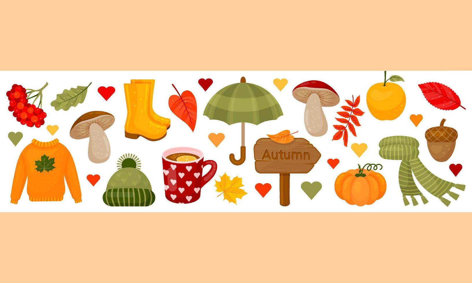 Autumn banner. Design for social media and website. Vector illustration. Cartoon style.