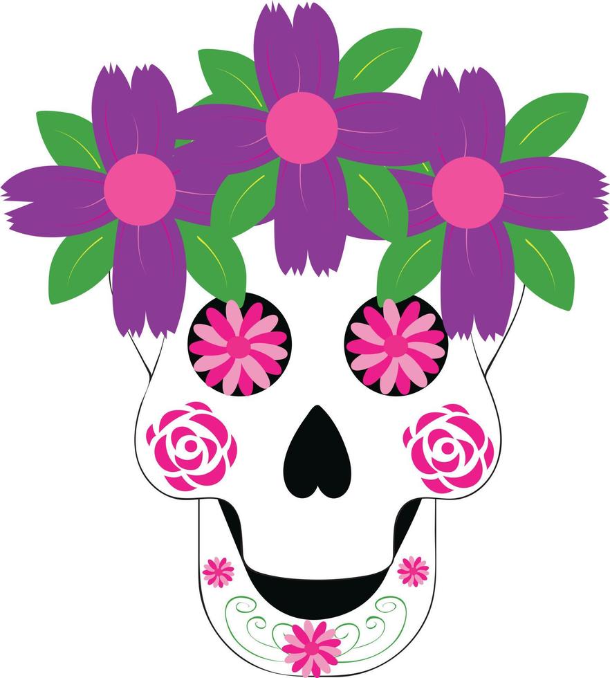 muerto día calaveras mexicano azúcar humano cabeza hueso Víspera de Todos los Santos tatuaje dia Delaware los muertos. vector ilustración aislado en blanco antecedentes