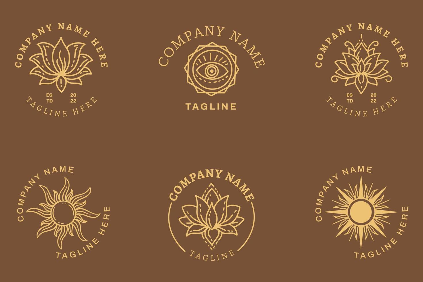 Minimalist Logo Symbol Templates Orange Mystical Collection Chocolate Pastel. vector
