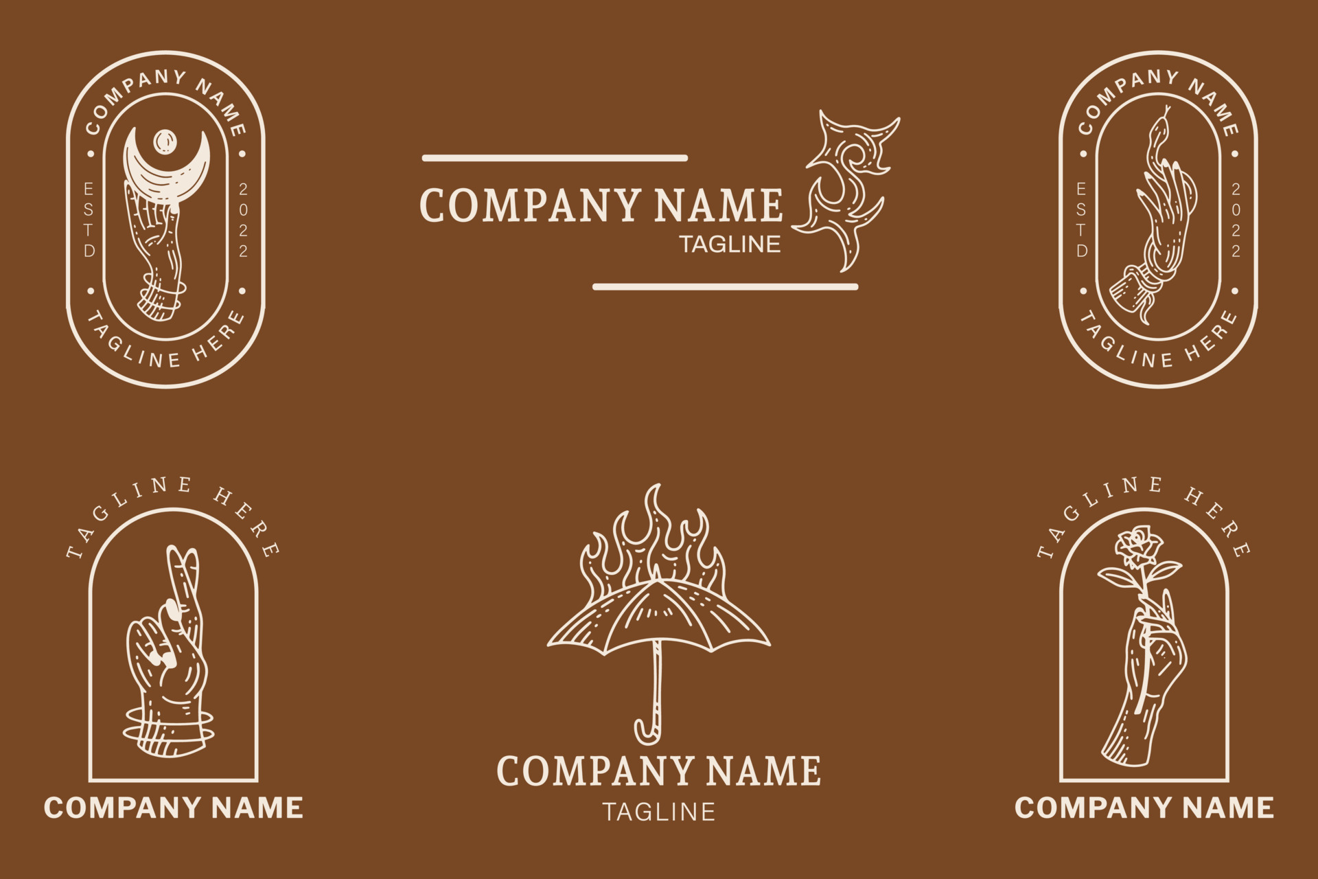 Minimalist White Symbol Templates Mystical Collection Element Orange