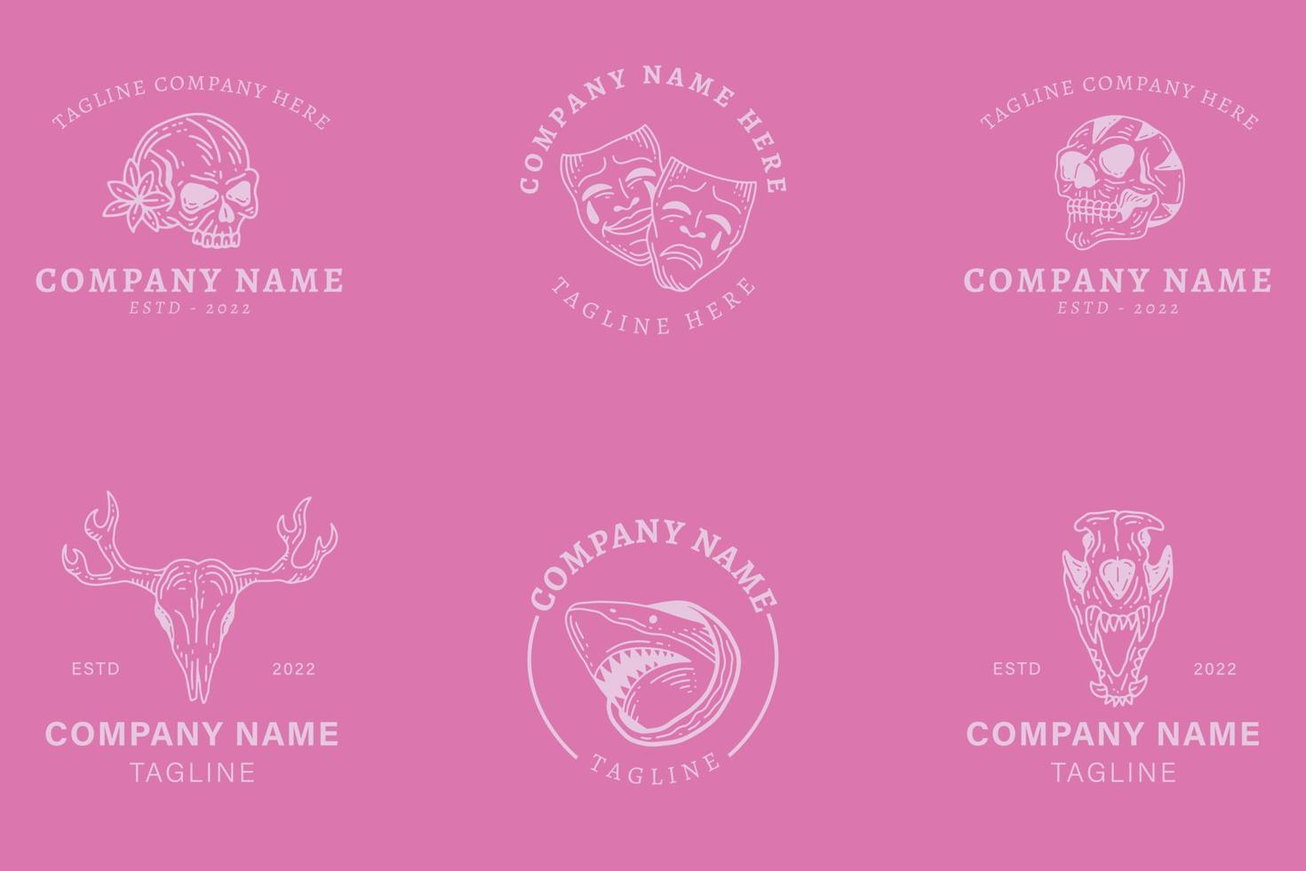 Minimalist Logo Templates Set Mystical Collection Element On Pink Pastel. vector