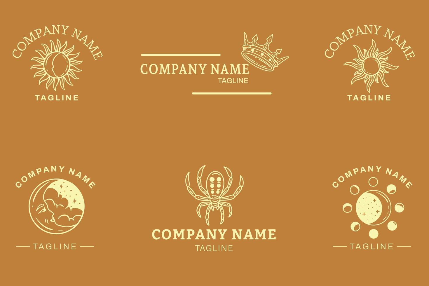Minimalist Logo Cream Templates Mystical Element Orange Pastel. vector