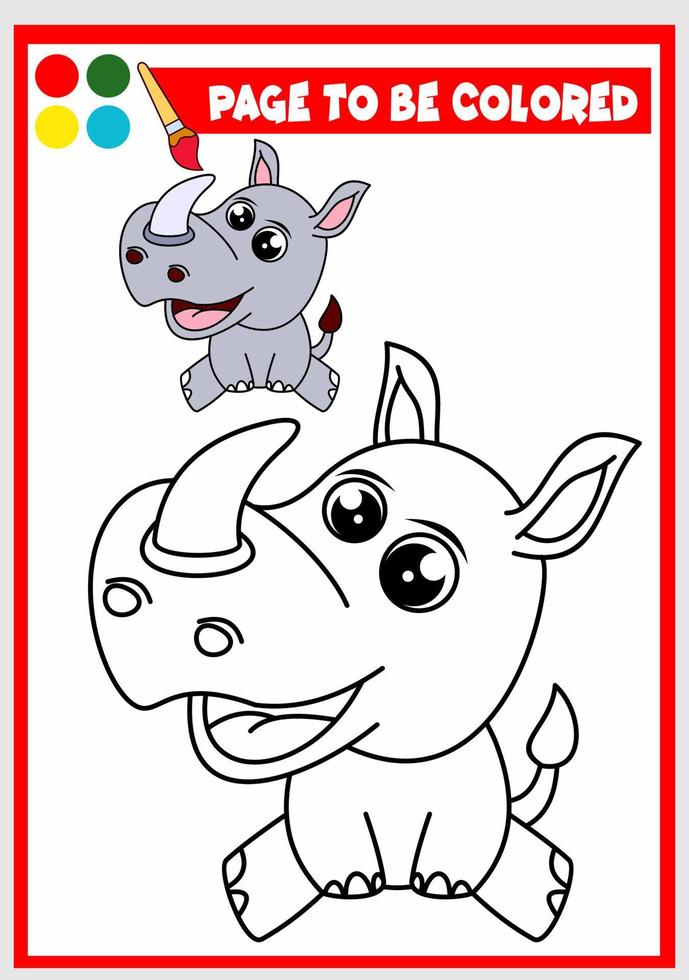 coloring book for kids. rhinoceros vector
