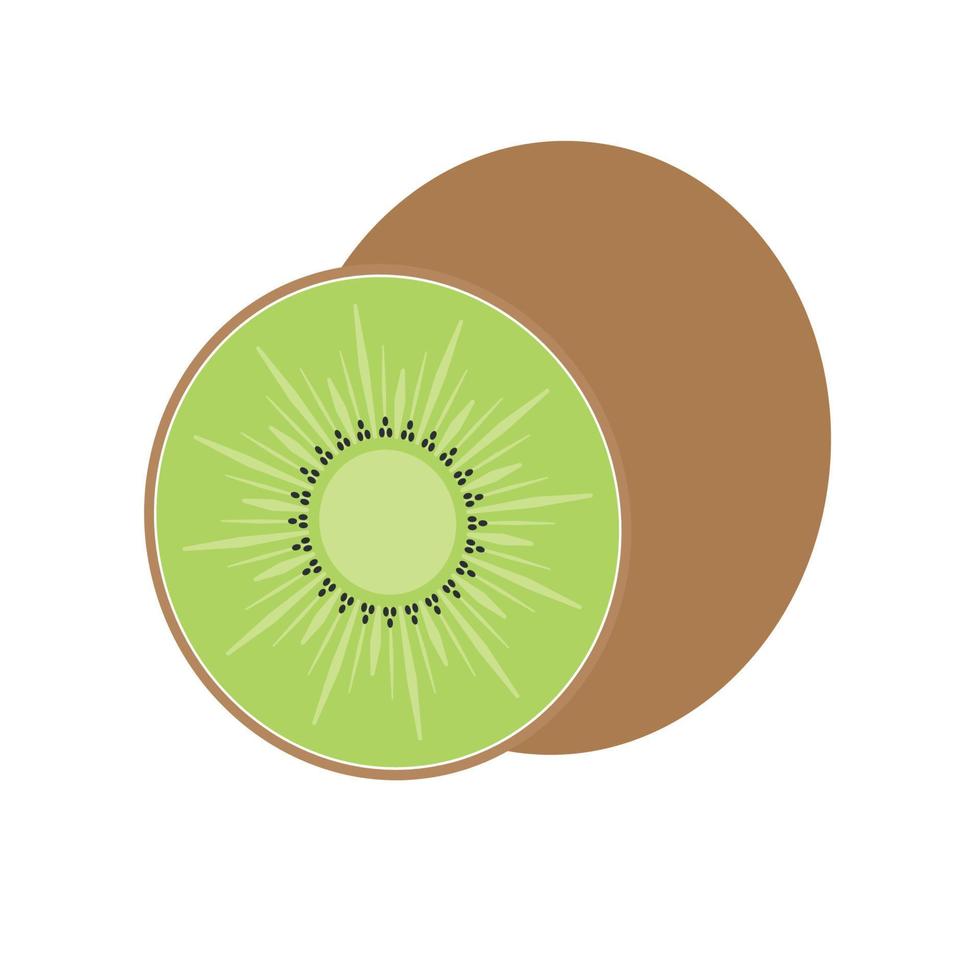 Flat Kiwi slice fruits vector for icon and clipart in diet fruits