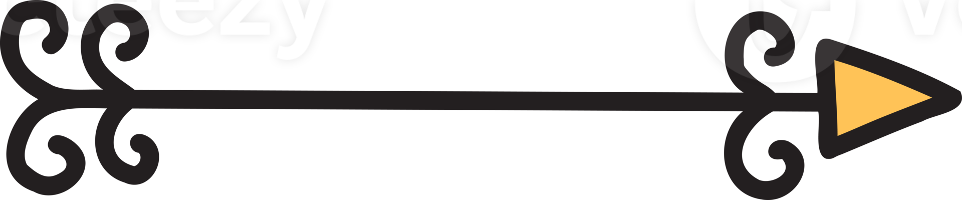 arrow doodle illustration on transparent background png