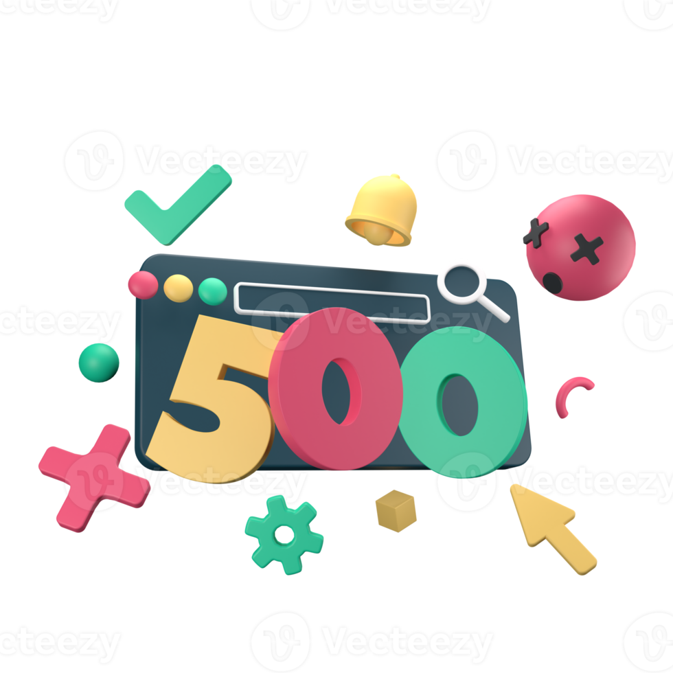 http fünf hundert Server Error Status Code 3d Rendern auf transparent Hintergrund. ui ux Symbol Design Netz und App Trend png