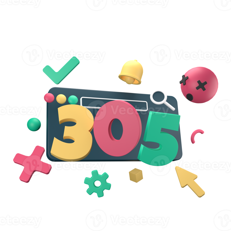 HTTP Three Hundred Five Use Proxy Status Code 3D rendering on transparent background. Ui UX icon design web and app trend png