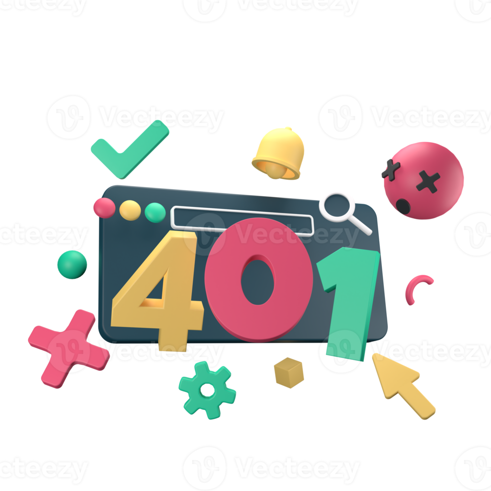 http vier hundert einer nicht autorisiert Status Code 3d Rendern auf transparent Hintergrund. ui ux Symbol Design Netz und App Trend png
