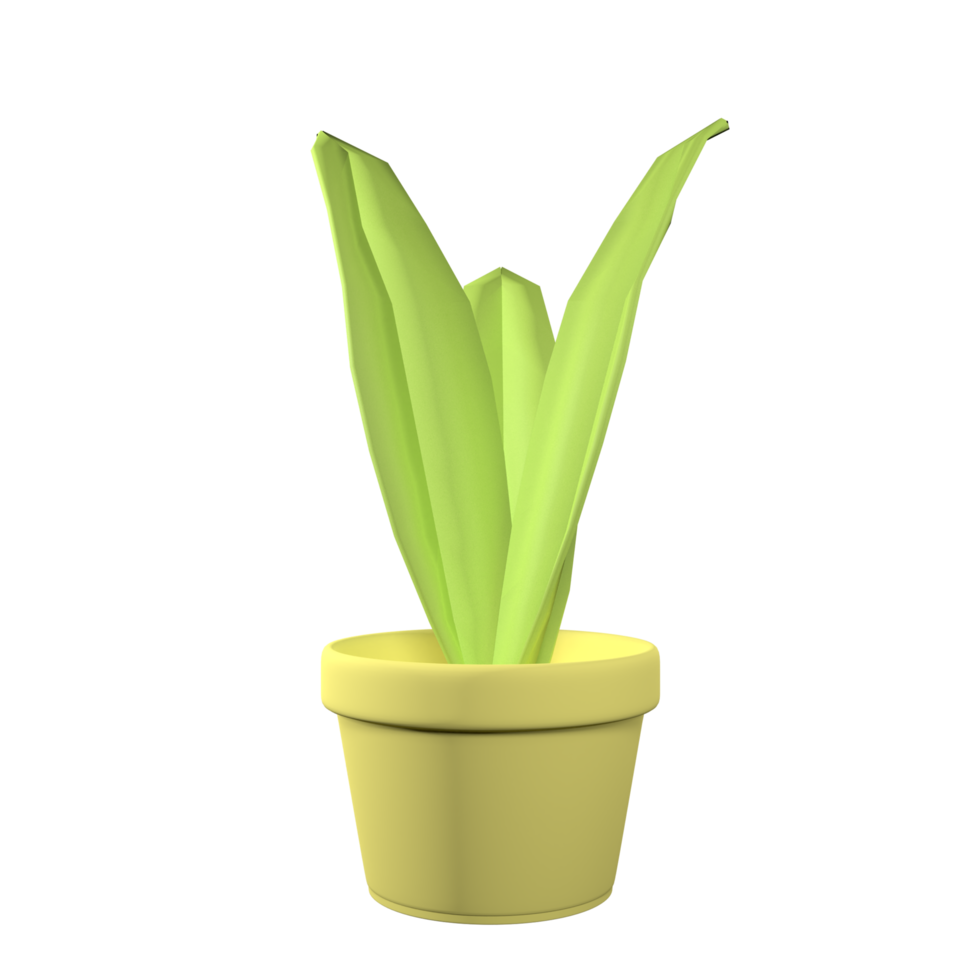 Green Plant in Pot 3D rendering isolated on white background. Ui UX icon design web and app trend png