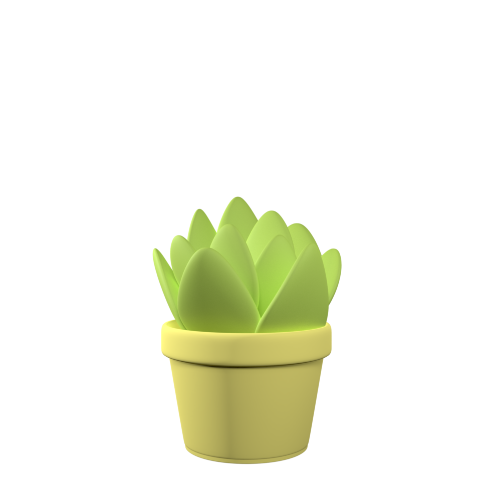 Green Plant in Pot 3D rendering isolated on white background. Ui UX icon design web and app trend png