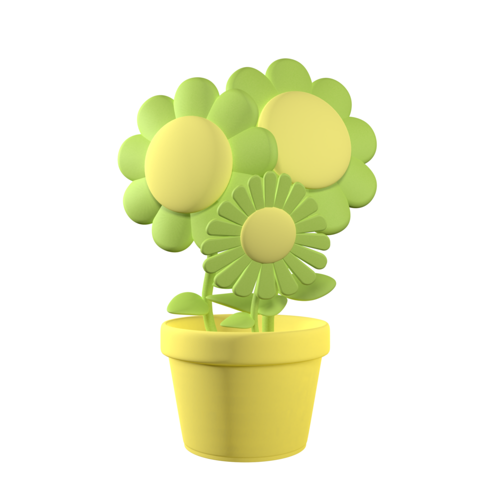 Green Plant in Pot 3D rendering isolated on white background. Ui UX icon design web and app trend png