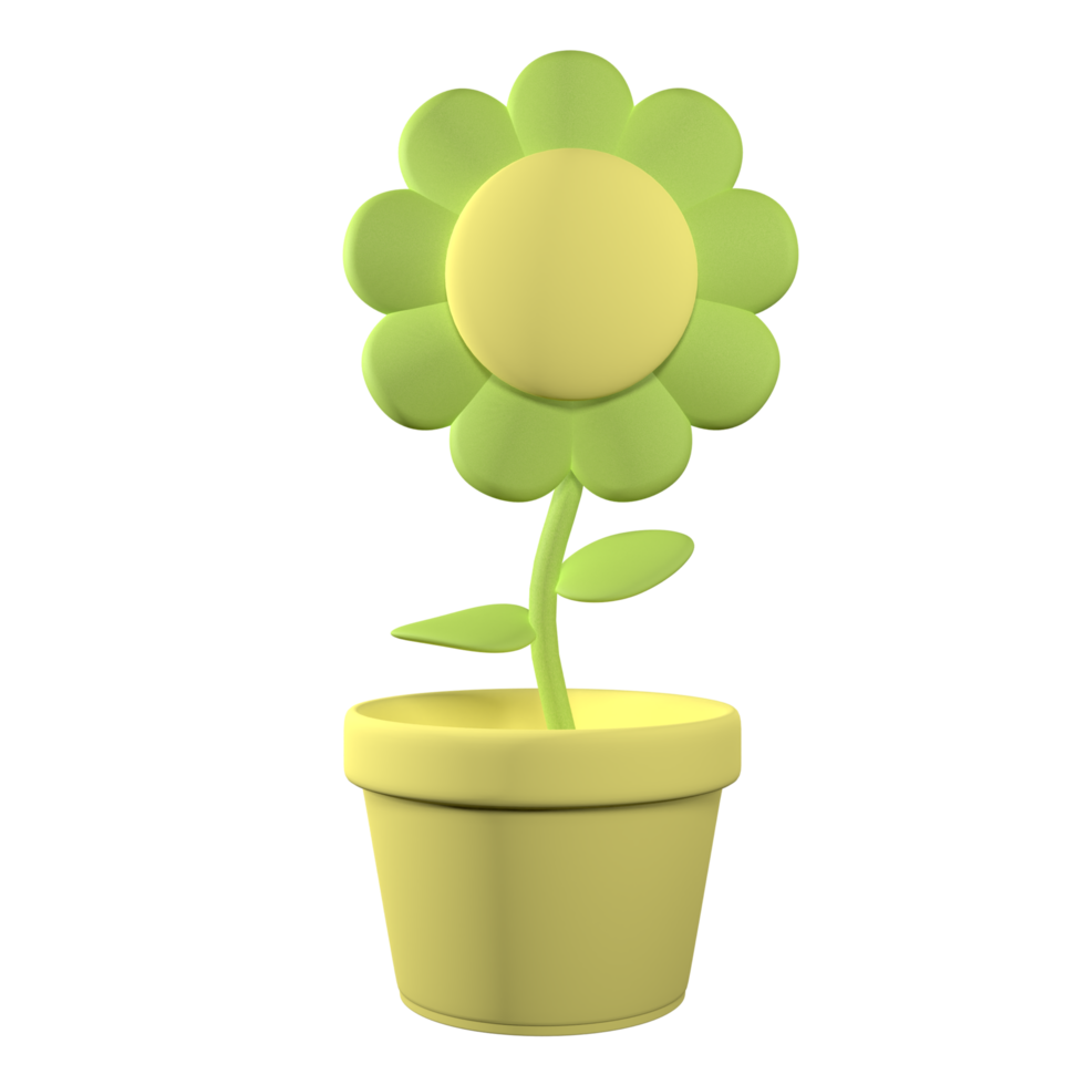 grön växt i pott 3d tolkning isolerat på vit bakgrund. ui ux ikon design webb och app trend png