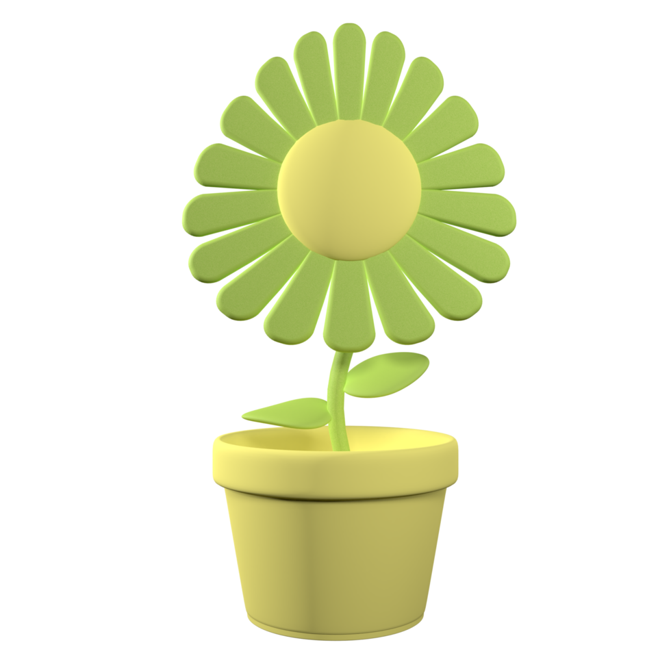 Green Plant in Pot 3D rendering isolated on white background. Ui UX icon design web and app trend png