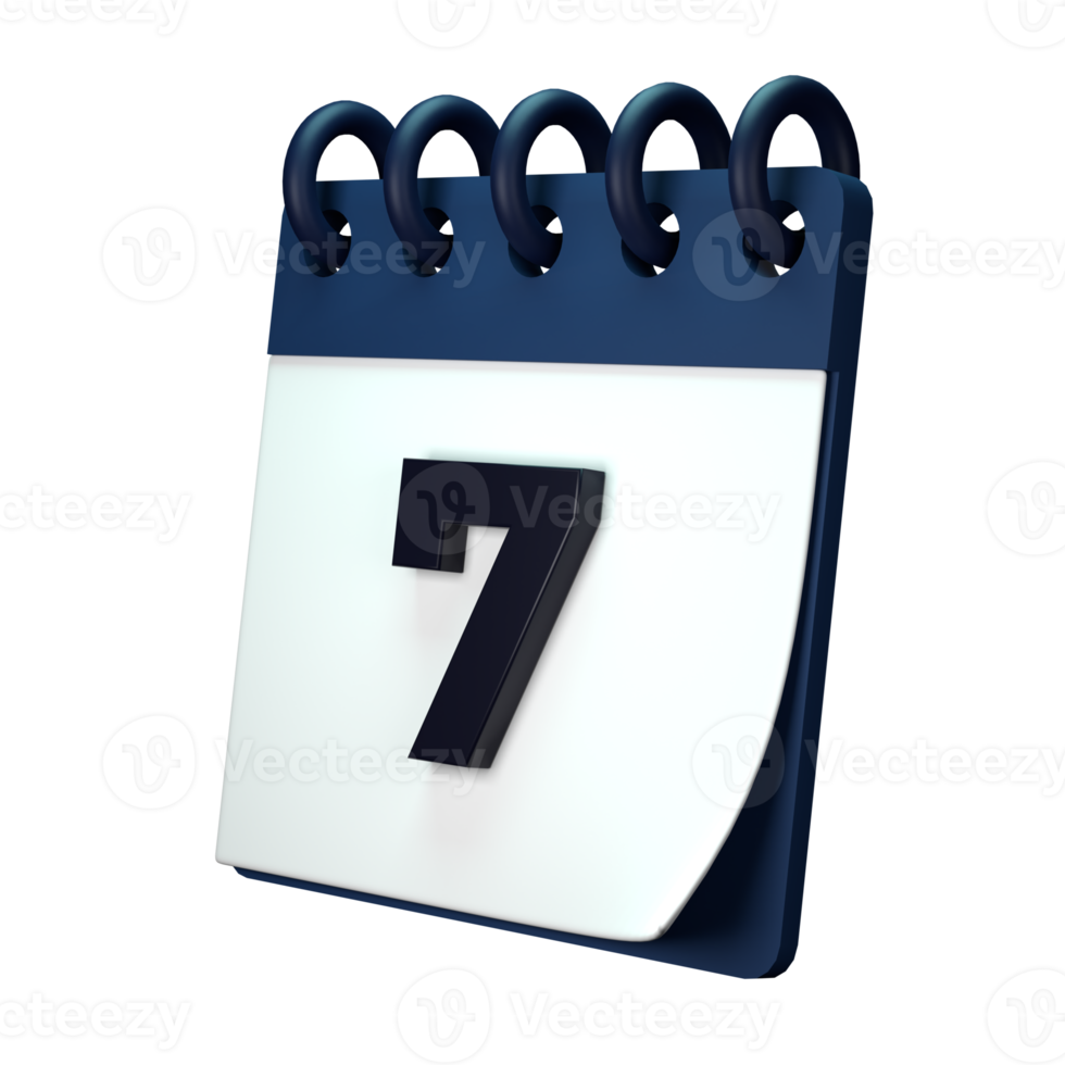 Daily calendar plan icon with number 3D rendering isolated on white background. Ui UX icon design web and app trend png