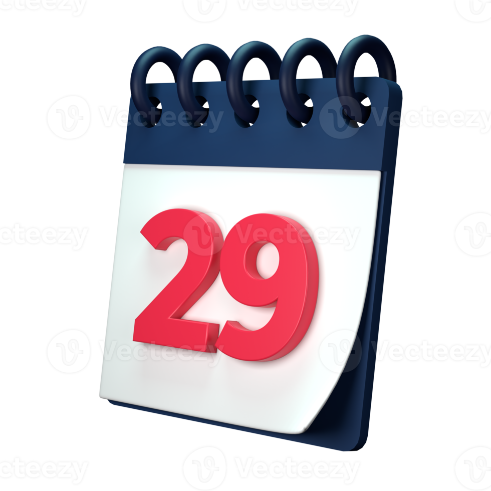 Daily calendar plan icon with number 3D rendering isolated on white background. Ui UX icon design web and app trend png