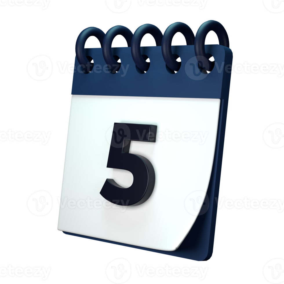 Daily calendar plan icon with number 3D rendering isolated on white background. Ui UX icon design web and app trend png