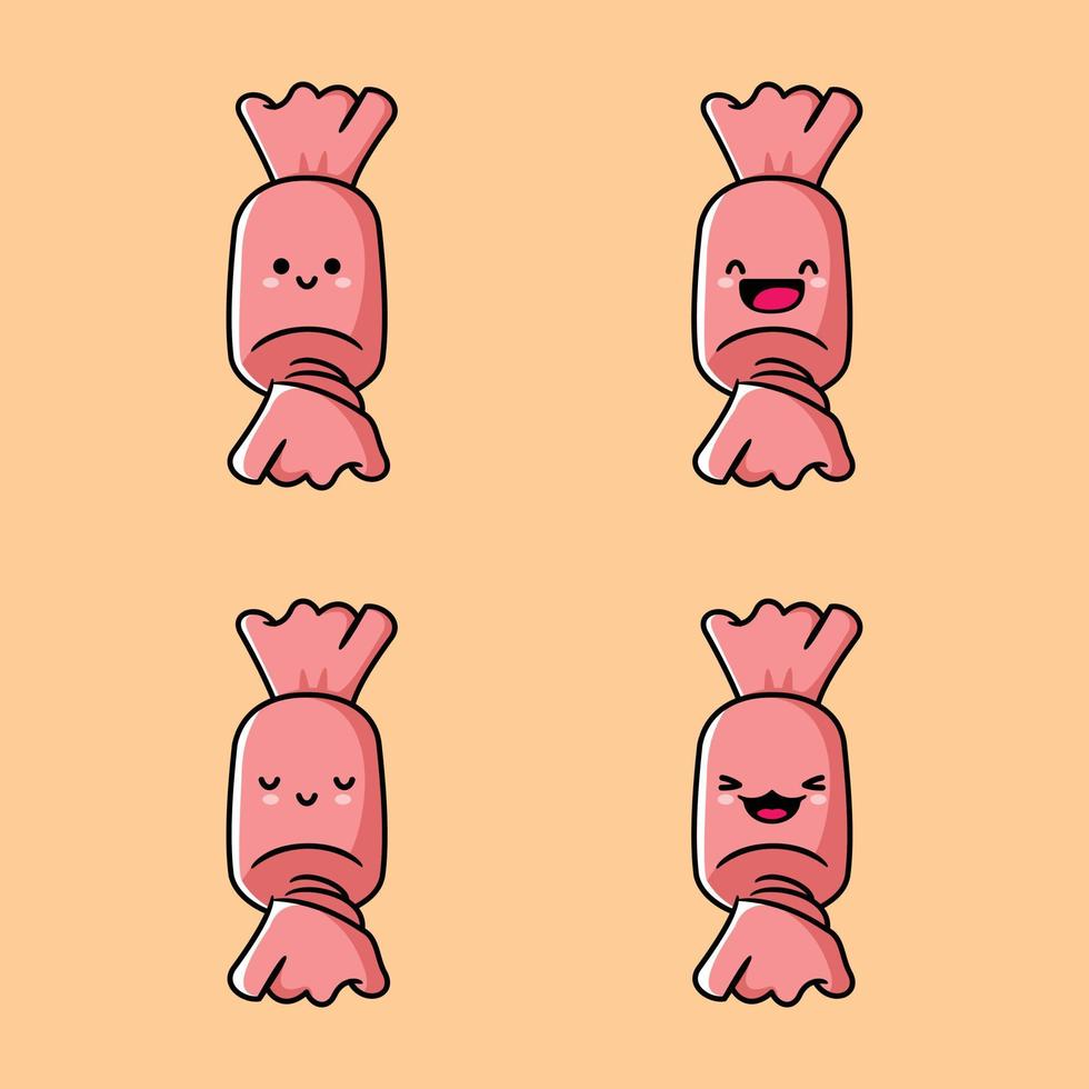 vector illustration of cute candy emoji