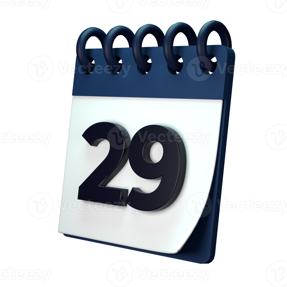Daily calendar plan icon with number 3D rendering isolated on white background. Ui UX icon design web and app trend png