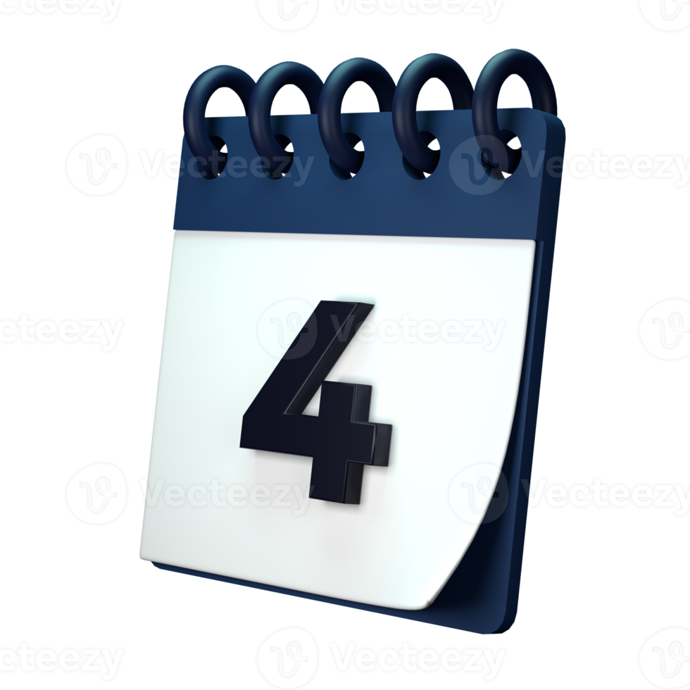 Daily calendar plan icon with number 3D rendering isolated on white background. Ui UX icon design web and app trend png