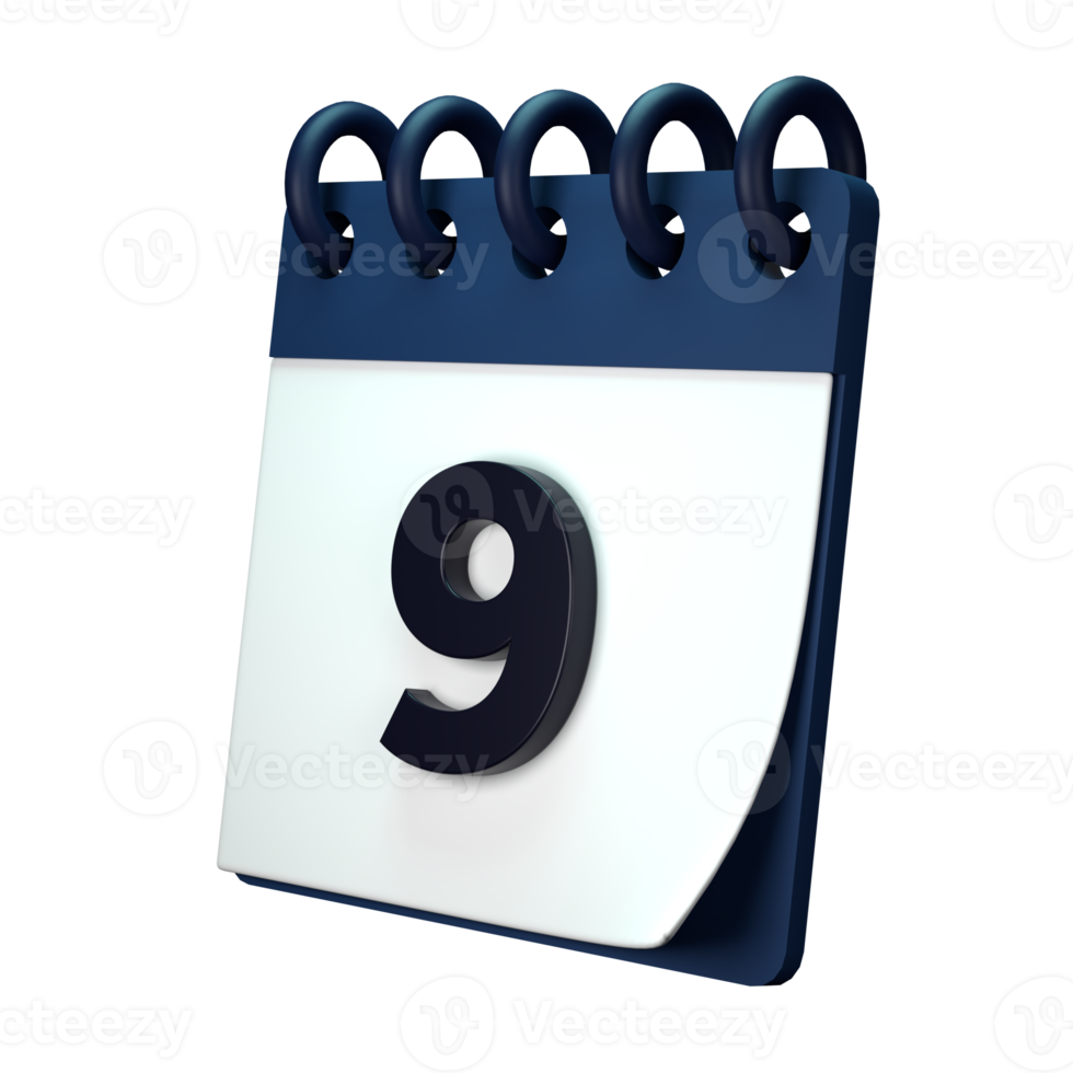 Daily calendar plan icon with number 3D rendering isolated on white background. Ui UX icon design web and app trend png